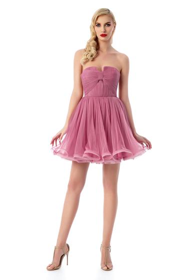 Rochie Ana Radu roz de lux in clos tip corset din tul captusita pe interior