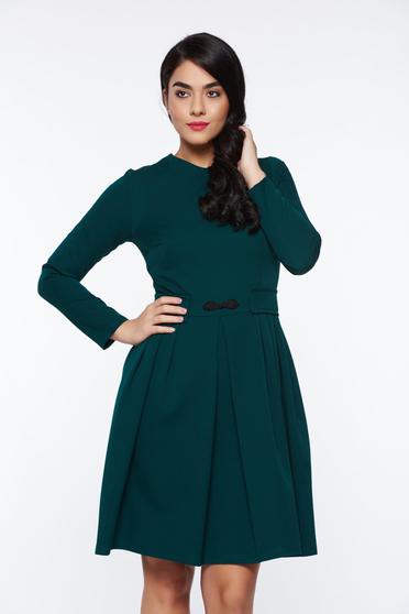 Rochie Artista verde-inchis office in clos din material usor elastic