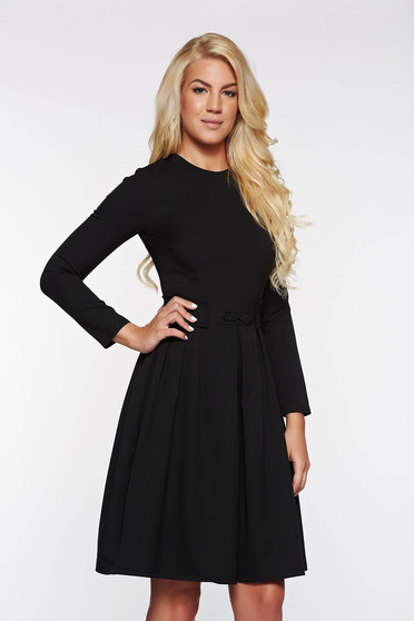 Rochie Artista neagra office in clos din material usor elastic