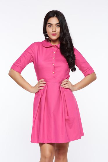 Rochie PrettyGirl fuchsia office in clos din material usor elastic cu guler rotunjit