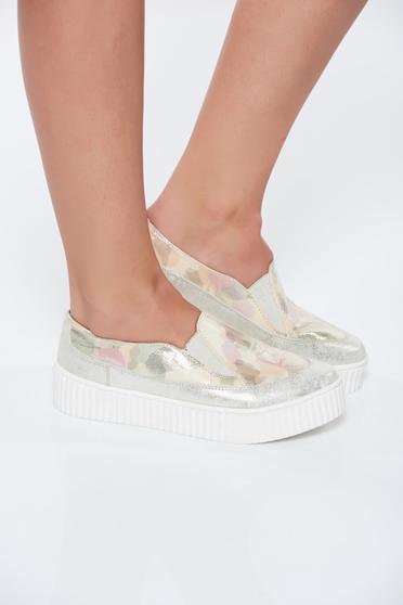 Pantofi sport MissQ auriu casual din piele naturala cu talpa usoara