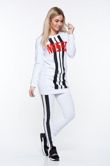Set MissQ alb casual din bumbac cu print