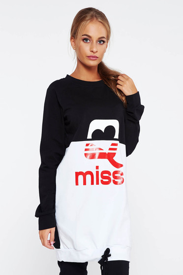 Set MissQ negru sport din bumbac cu elastic in talie