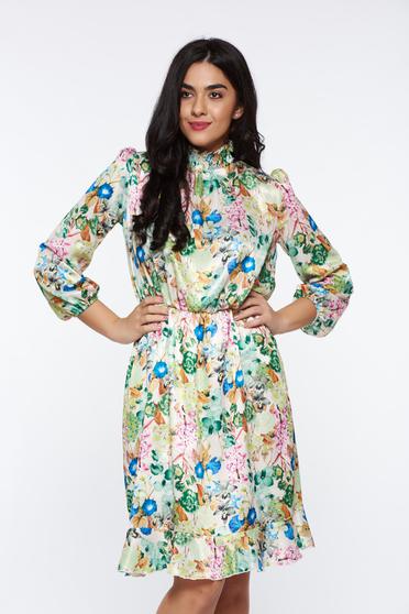 Rochie PrettyGirl verde-deschis din material vaporos si satinat captusita pe interior cu elastic in talie