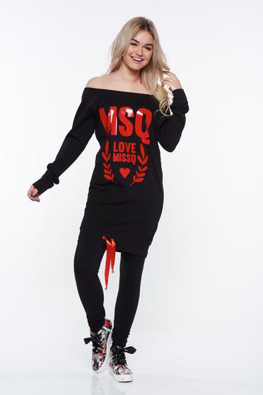 Set MissQ negru casual cu croi larg din bumbac accesorizat cu snur