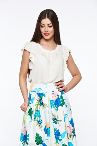 Bluza dama LaDonna nude eleganta cu croi larg din material vaporos si transparent