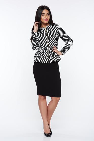 Fusta StarShinerS neagra office tip creion cu talie inalta din material usor elastic