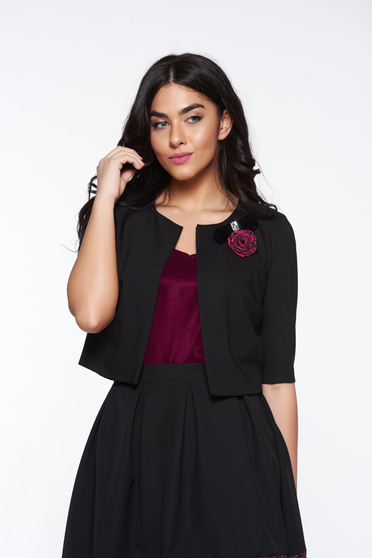 Sacou StarShinerS negru tip bolero din stofa subtire usor elastica captusit pe interior