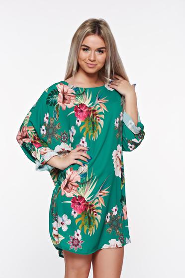 Rochie SunShine verde de zi cu croi larg din material vaporos si transparent