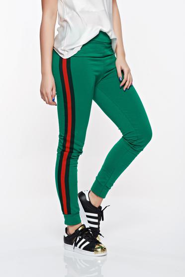 Colanti SunShine verde casual cu talie medie din bumbac cu elastic in talie