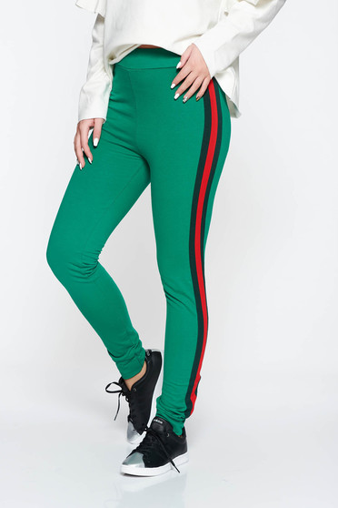 Colanti SunShine verde casual cu talie medie din bumbac cu elastic in talie