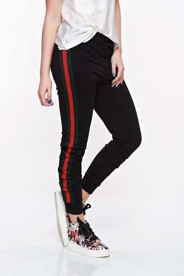 Colanti SunShine negru casual cu talie medie din bumbac cu elastic in talie