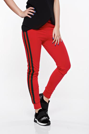 Colanti SunShine rosu casual cu talie medie din bumbac cu elastic in talie