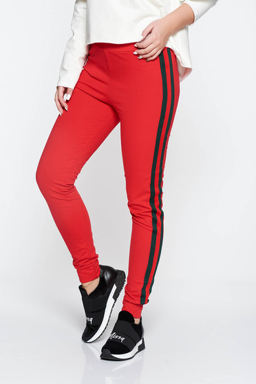 Colanti SunShine rosu casual cu talie medie din bumbac cu elastic in talie