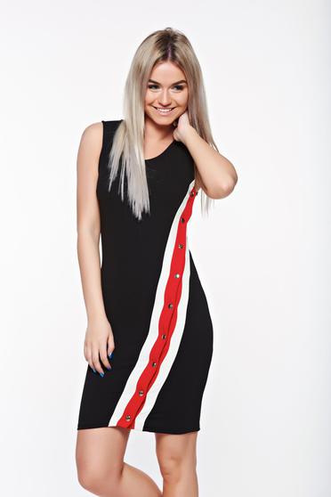 Rochie SunShine neagra casual cu un croi mulat din scuba fara maneci