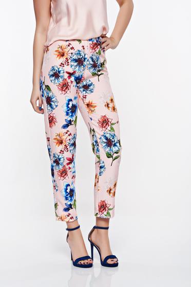 Pantaloni SunShine rosa eleganti conici din stofa neelastica cu talie medie