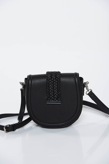 Geanta dama Top Secret neagra casual din piele ecologica cu maner lung reglabil