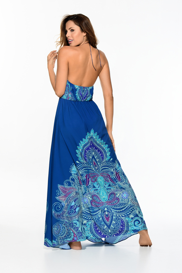 Rochie Cosita Linda albastra de plaja din material vaporos cu elastic in talie