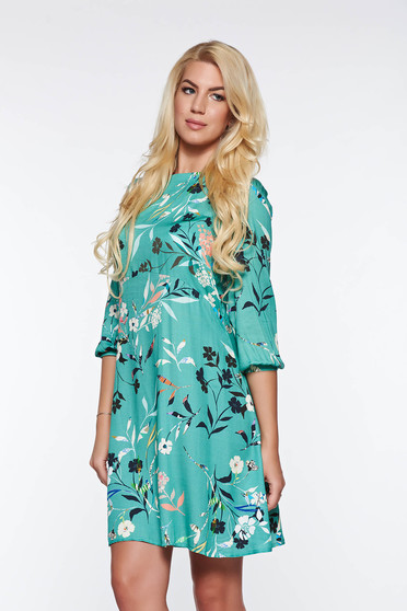 Rochie Top Secret verde de zi cu croi larg din material vaporos cu imprimeuri florale