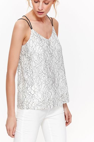 Bluza dama Top Secret alba eleganta cu croi larg din material neelastic cu decolteu in v