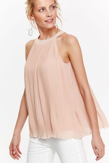 Bluza dama Top Secret rosa eleganta cu croi larg din voal plisat