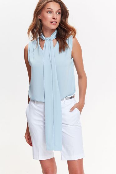 Bluza dama Top Secret albastra-deschis eleganta cu croi larg din material vaporos si transparent fara maneci