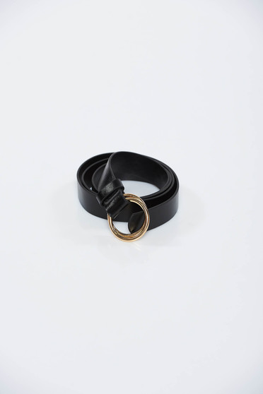 Curea StarShinerS neagra din piele ecologica accesorizata cu o catarama metalica