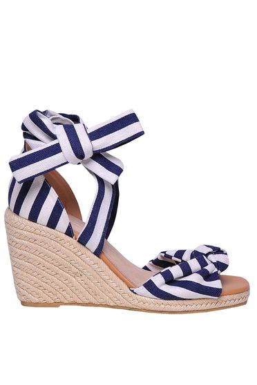 Sandale Top Secret albastre-inchis casual din bumbac neelastic cu impletituri pe platforma