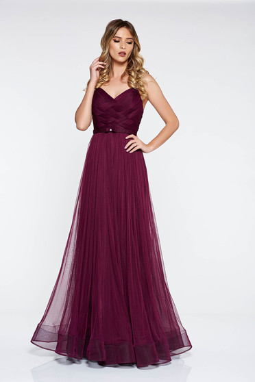 Rochie Ana Radu mov de lux tip corset din tul captusita pe interior