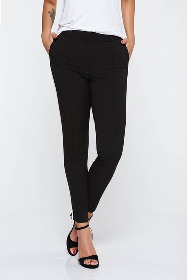 Pantaloni StarShinerS negri office cu un croi mulat din stofa subtire usor elastica cu buzunare
