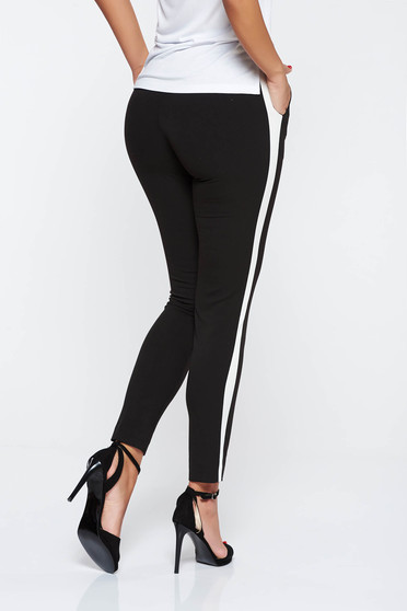 Pantaloni StarShinerS negri office cu un croi mulat din stofa subtire usor elastica cu buzunare