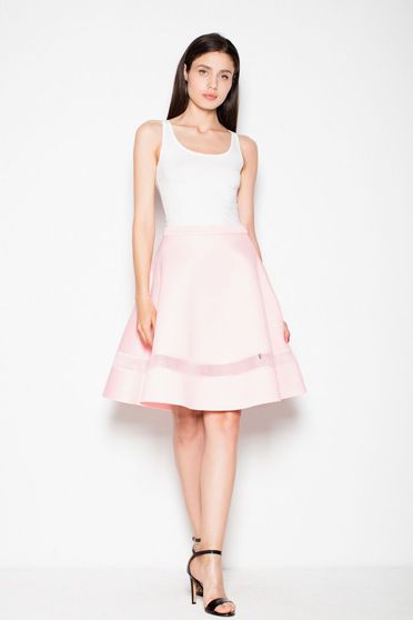 Fusta Venaton rosa eleganta in clos din material usor elastic cu talie inalta