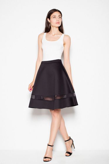 Fusta Venaton neagra eleganta in clos din material usor elastic cu talie inalta