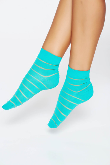 Sosete turcuaz din material elastic cu calcai curbat