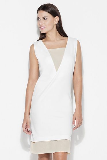 Rochie Katrus alba casual fara maneci scurta material subtire cu un croi drept