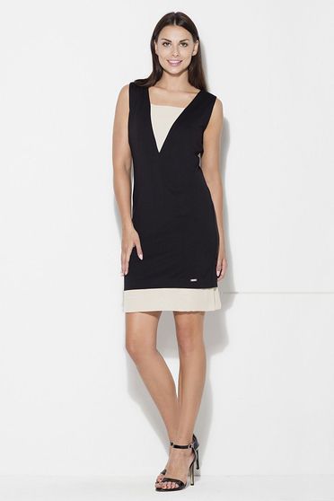Rochie Katrus neagra casual fara maneci scurta material subtire cu un croi drept