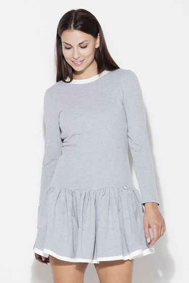 Rochie Katrus gri sport cu maneca lunga scurta material subtire
