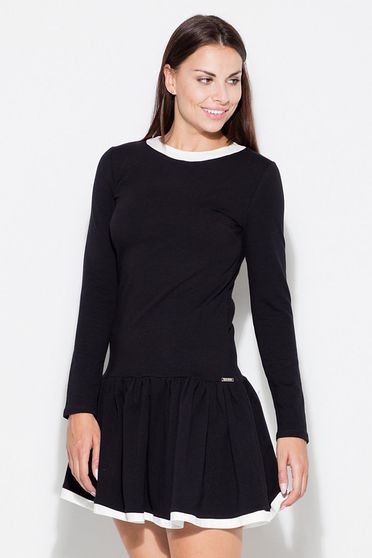 Rochie Katrus neagra sport cu maneca lunga scurta material subtire