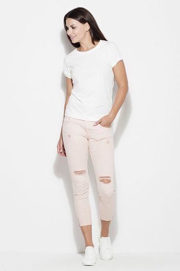 Tricou Katrus alb basic scurt bumbac usor elastic cu croi larg