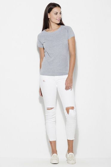 Tricou Katrus gri basic scurt bumbac usor elastic cu croi larg