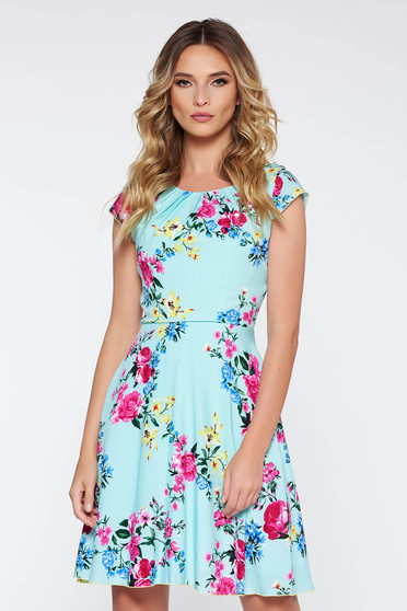 Rochie mint de zi in clos din material vaporos din material neelastic captusita pe interior