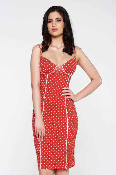 Rochie Ocassion rosie casual tip creion din bumbac elastic cu bust buretat