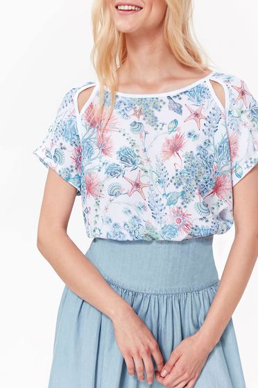 Bluza dama Top Secret alba casual cu croi larg din material usor elastic cu umeri decupati