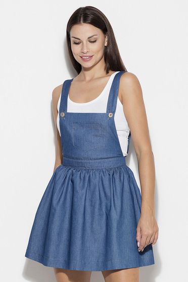 Rochie Katrus albastra casual scurta in clos material subtire cu bretele