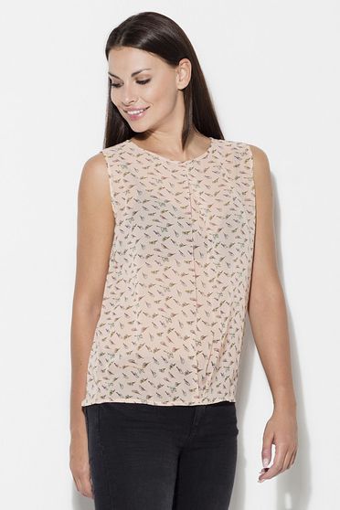 Bluza dama Katrus rosa casual cu umeri goi cu croi larg material subtire cu print