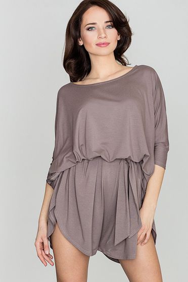 Salopeta Lenitif maro casual cu croi larg din material vaporos cu elastic in talie