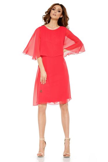 Rochie Lemoniade corai eleganta cu croi larg din voal captusita pe interior