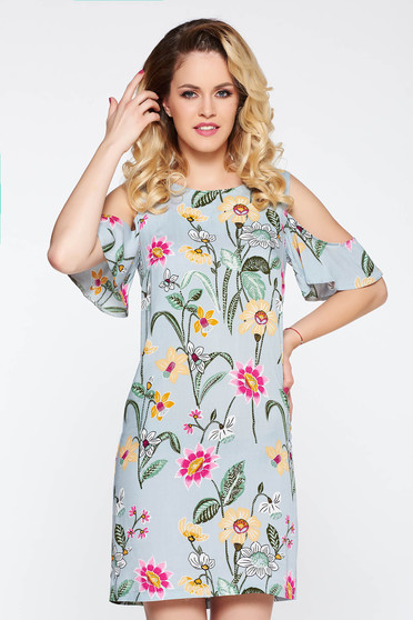 Rochie StarShinerS gri casual cu croi larg din material vaporos cu umeri decupati