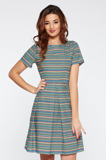 Rochie albastra casual din bumbac neelastic croi in clos