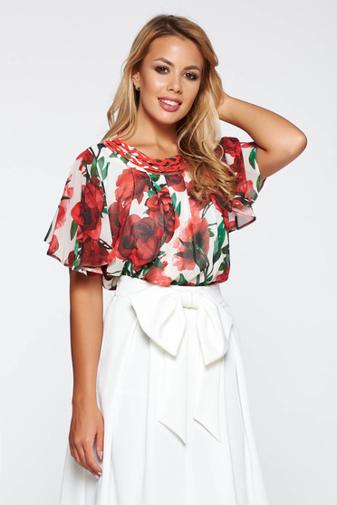 Bluza dama LaDonna rosie eleganta cu croi larg din material vaporos si transparent
